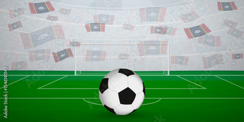 Mississippian Football Arena Full of Fans with National Flags, Sports Event Illustration.
