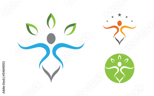 Healthy life Human fit sport logo sign illustration v.309