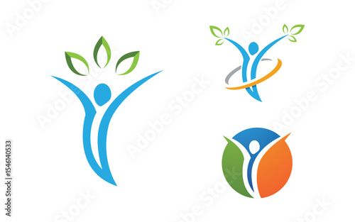 Healthy life Human fit sport logo sign illustration v.324