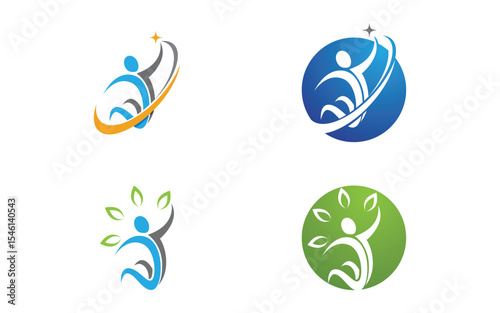 Healthy life Human fit sport logo sign illustration v.325