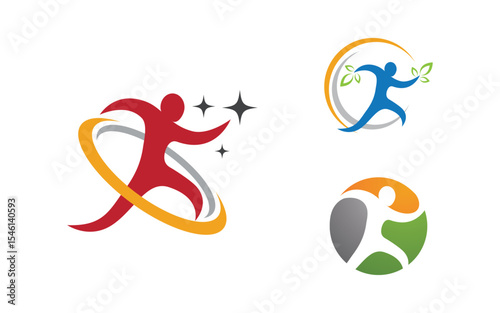 Healthy life Human fit sport logo sign illustration v.327