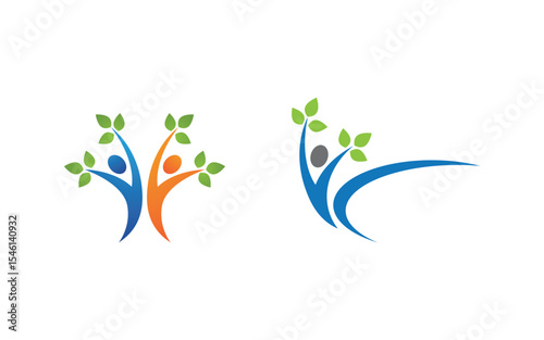 Healthy life Human fit sport logo sign illustration v.341