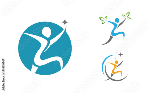Healthy life Human fit sport logo sign illustration v.342