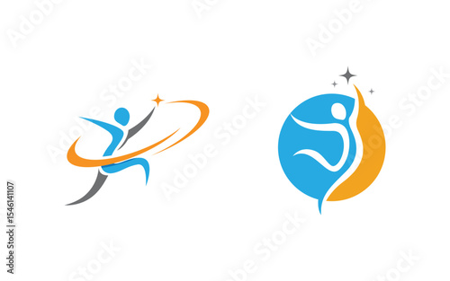 Healthy life Human fit sport logo sign illustration v.348