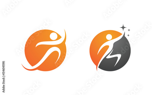 Healthy life Human fit sport logo sign illustration v.352