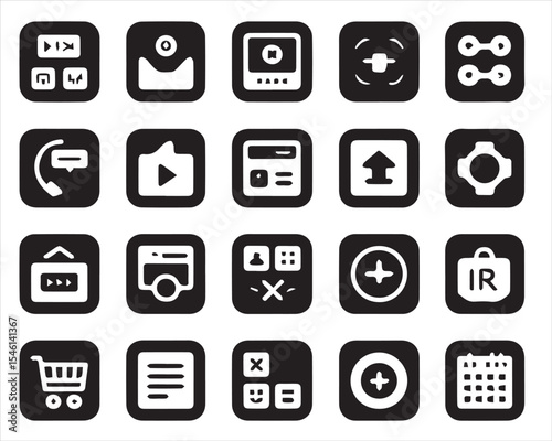Modern Flat Vector Icon Set – Multimedia, Web, UI, and App Icons