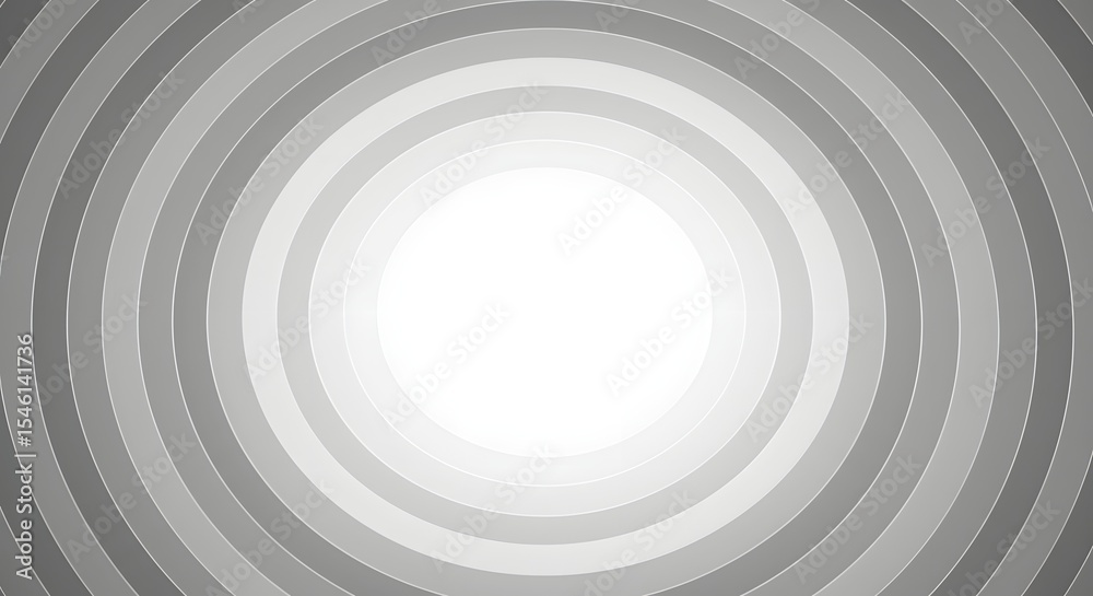 Obraz premium Concentric circles in shades of gray radiating from a central white light source creating depth illusion