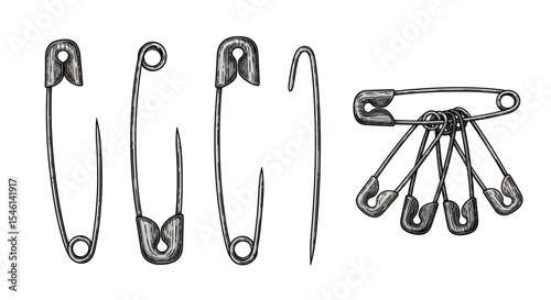 Safety Pins A Collection of Vintage Illustration Designs, Perfect for Crafting and Sewing Projects