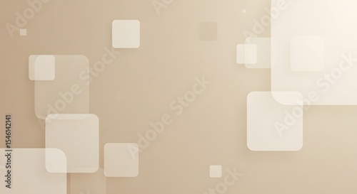 Abstract background with floating rounded squares in various sizes and light beige color palette