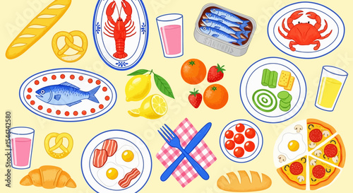 Delicious Food Illustration A Vibrant Collection of Culinary Delights for Your Projects