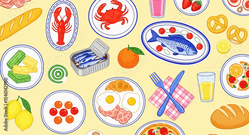 Delicious Food Seamless Pattern A Vibrant Collection of Culinary Delights for Design Projects