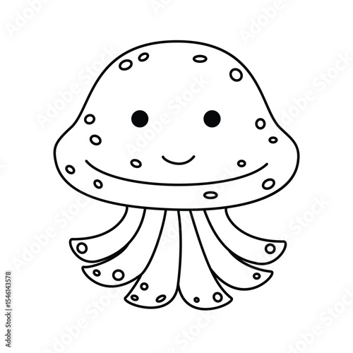 Cute cartoon jellyfish isolated on white background. Vector illustration