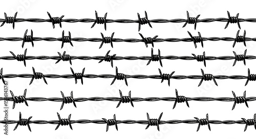 Barbed Wire Texture Seamless Pattern of Entangled Metal for Design Projects