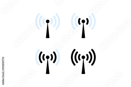 Wireless Antenna Signal Tower Outline Icons