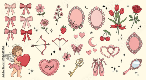 Romantic Valentine's Day Clipart Cherubs, Hearts, Flowers, and More