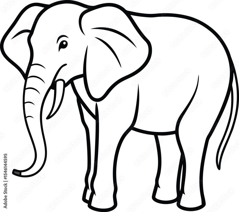 Obraz premium Elegant elephant illustration in contour line vector style