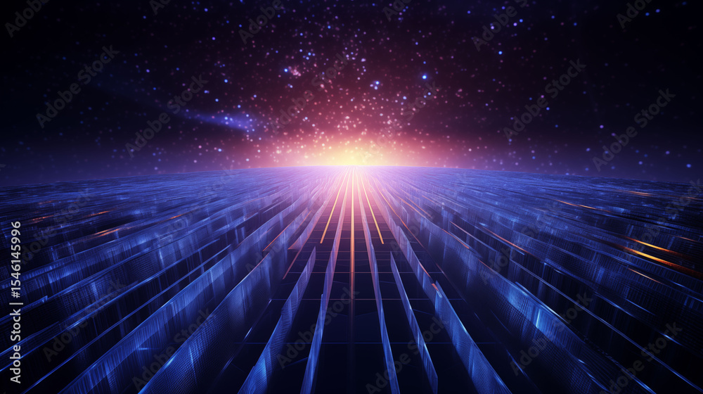 Obraz premium digital horizon, concept of technology journey, AI futuristic