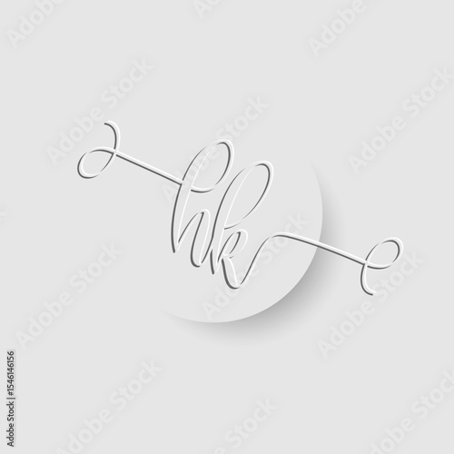 Minimalist HK Letter Monogram in Script Font with Paper Cutout Effect