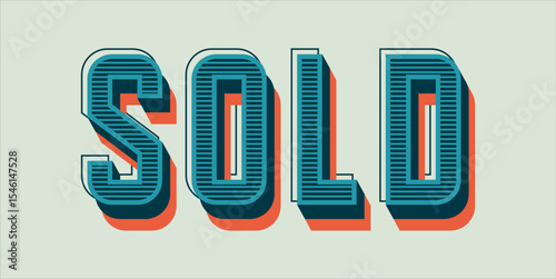 SOLD, word typography illustration for shop and store banner promotion.