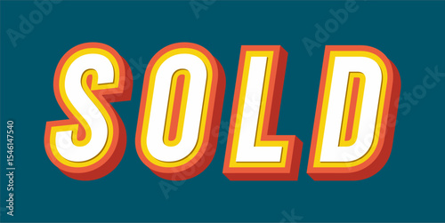 SOLD, word typography illustration for shop and store banner promotion.