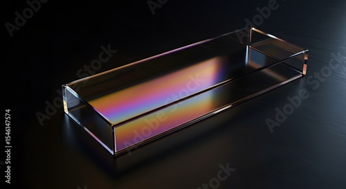 Wallpaper Mural Close up of a rectangular glass prism showing spectral colors on a dark reflective surface studio shot Torontodigital.ca
