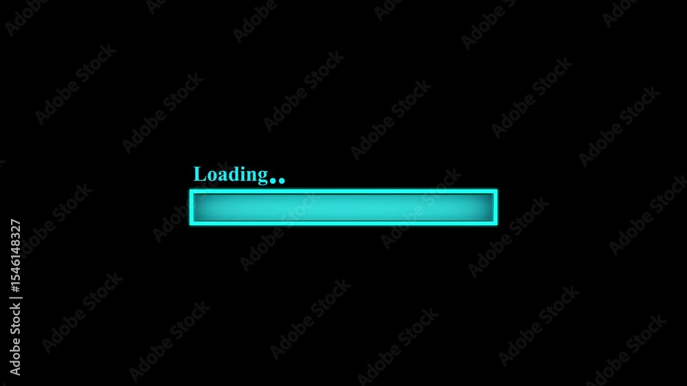 Neon glowing Loading progress bar downloading bar loading screen progress animation.neon loading bar animation 0% to 100% progress tracker