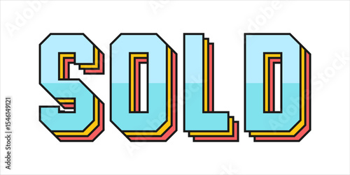 SOLD, word typography illustration for shop and store banner promotion.