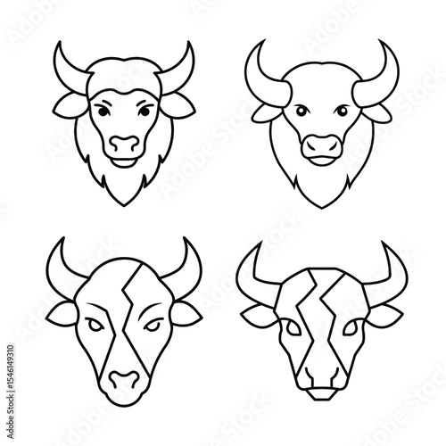 Buffalo head line art bundle  
