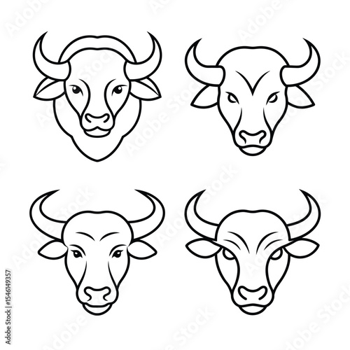 Buffalo head line art bundle  