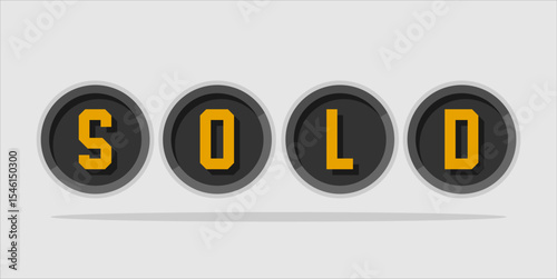 SOLD, word typography illustration for shop and store banner promotion.