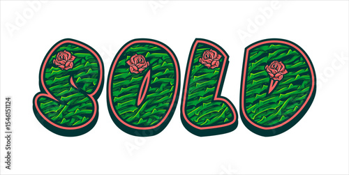 SOLD, word typography illustration for shop and store banner promotion.