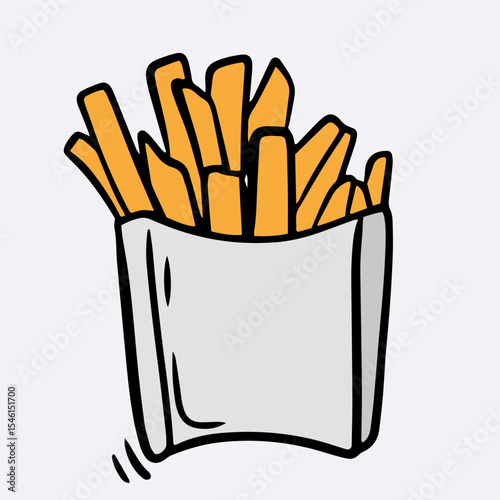 French fries, doodle, vector