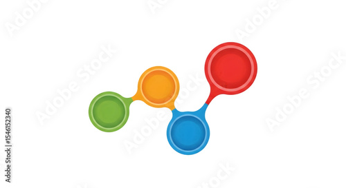 Linked Colorful Circles Green Orange Red and Blue on Transparent Background
