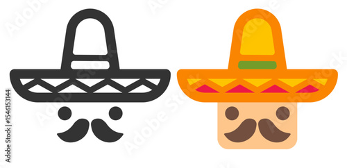 Simple flat retro-style vector logo of a Mexican man for a Mexican fast food restaurant. Mexican Fast food logo.