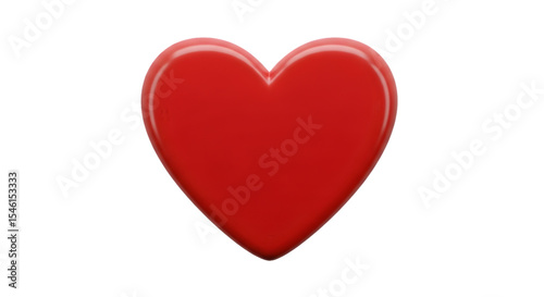 Glossy Red Heart on Transparent Background - Romantic Symbol