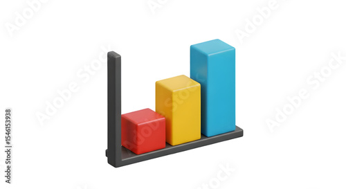 Colorful Bar Chart with Rising Data on Transparent Background