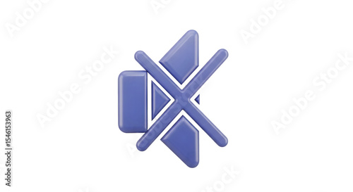 Blue Volume Off Icon Glossy on Transparent Background