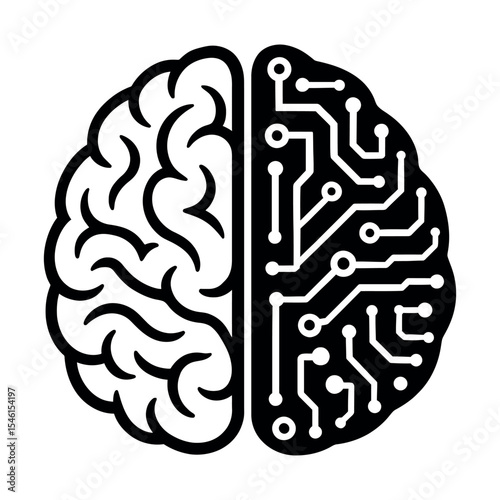Brain with Circuit Board Design Symbolizing Tech Integration