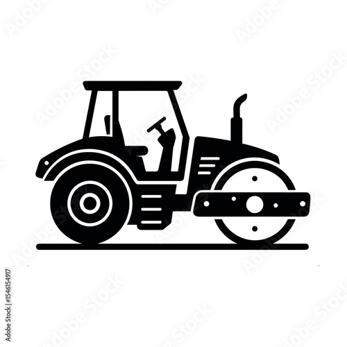 Road Roller Icon with Detailed Wheels and Operator