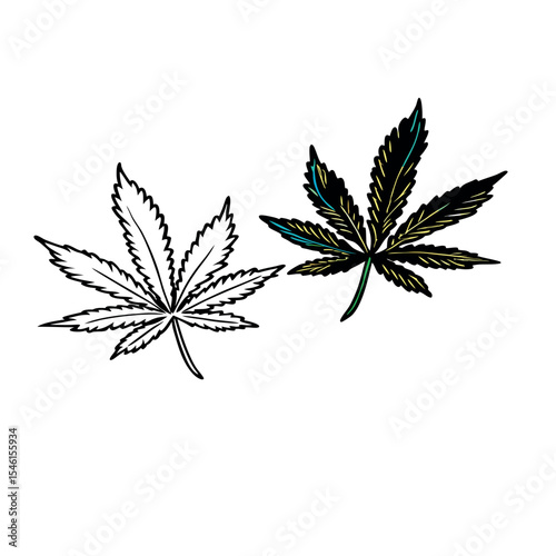 cannabis marijuana vector silwhouette on white backround