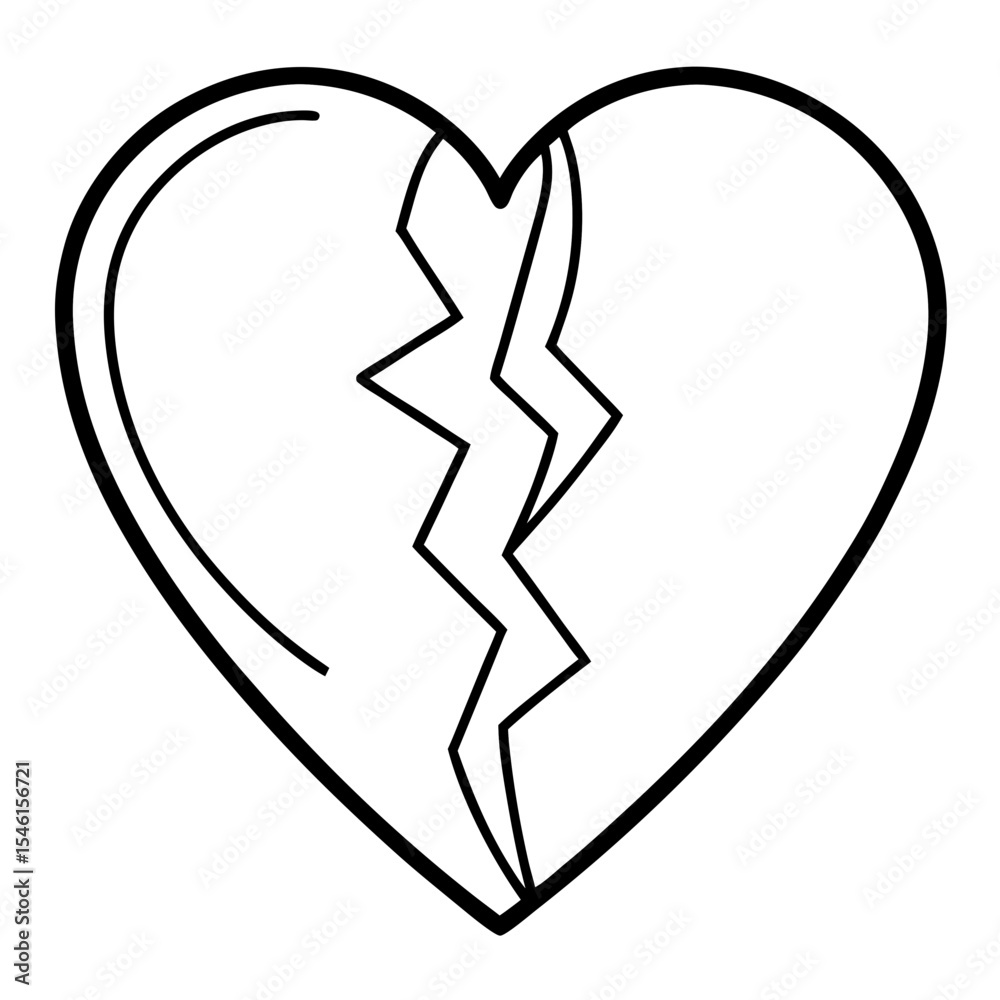 Cracked Heart Outline Illustration Cracked Heart Outline Illustration