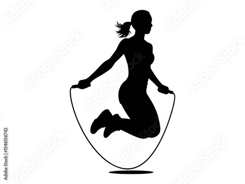 Silhouette of woman jumping rope exercise fitness cardio workout training sport