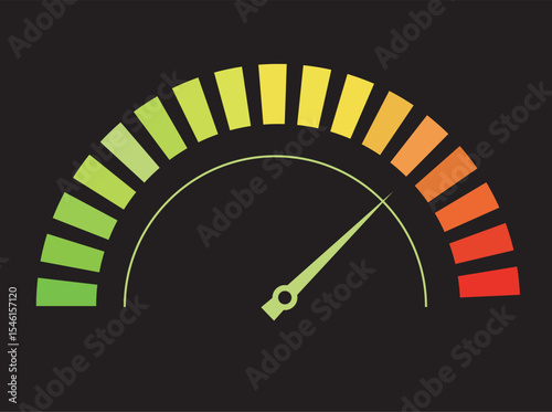 Performance Meter Gauge Speedometer Design, Progress Indicator, Colorful Gradient