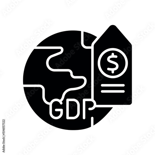 real GDP black flat icon for digital and print projects.