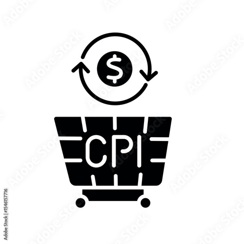 Consumer Price Index black flat icon for digital and print projects.