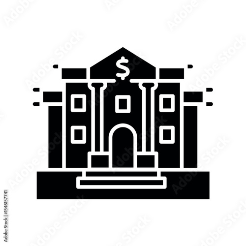 central bank black flat icon for digital and print projects.