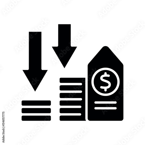 deflation black flat icon for digital and print projects.