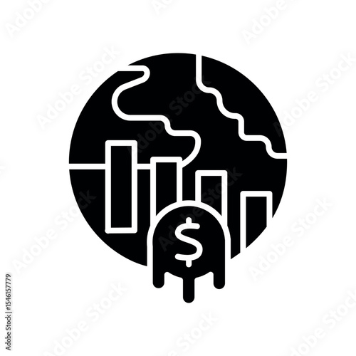 depression economy black flat icon for digital and print projects.