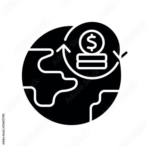 Money supply black flat icon for digital and print projects.
