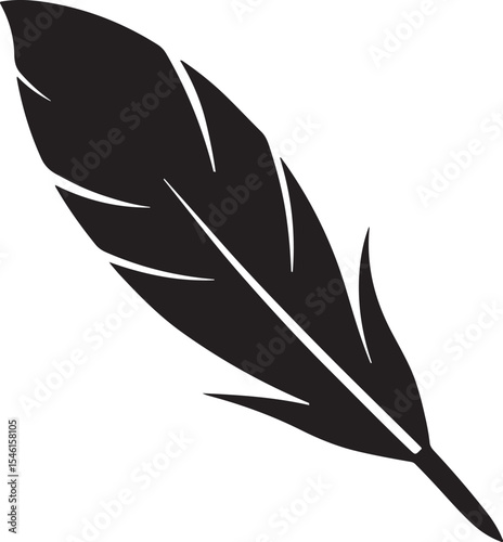 bird feather silhouette, black and white silhouette, vector and illustration